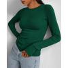 imageBTFBM Womens Casual Long Sleeve Tops Spring Fall 2025 Crew Neck Workout Shirt Stretchy Slim Fit Basic Y2K Going Out TopGreen