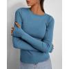 imageBTFBM Womens Casual Long Sleeve Tops Spring Fall 2025 Crew Neck Workout Shirt Stretchy Slim Fit Basic Y2K Going Out TopGrey Blue