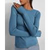 imageBTFBM Womens Casual Long Sleeve Tops Spring Fall 2025 Crew Neck Workout Shirt Stretchy Slim Fit Basic Y2K Going Out TopGrey Blue