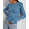 imageBTFBM Womens Casual Long Sleeve Tops Spring Fall 2025 Crew Neck Workout Shirt Stretchy Slim Fit Basic Y2K Going Out TopGrey Blue