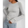 imageBTFBM Womens Casual Long Sleeve Tops Spring Fall 2025 Crew Neck Workout Shirt Stretchy Slim Fit Basic Y2K Going Out TopLight Grey