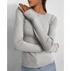 imageBTFBM Womens Casual Long Sleeve Tops Spring Fall 2025 Crew Neck Workout Shirt Stretchy Slim Fit Basic Y2K Going Out TopLight Grey