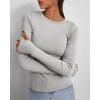 imageBTFBM Womens Casual Long Sleeve Tops Spring Fall 2025 Crew Neck Workout Shirt Stretchy Slim Fit Basic Y2K Going Out TopLight Grey