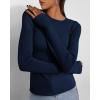 imageBTFBM Womens Casual Long Sleeve Tops Spring Fall 2025 Crew Neck Workout Shirt Stretchy Slim Fit Basic Y2K Going Out TopNavy