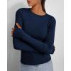 imageBTFBM Womens Casual Long Sleeve Tops Spring Fall 2025 Crew Neck Workout Shirt Stretchy Slim Fit Basic Y2K Going Out TopNavy