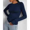 imageBTFBM Womens Casual Long Sleeve Tops Spring Fall 2025 Crew Neck Workout Shirt Stretchy Slim Fit Basic Y2K Going Out TopNavy