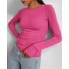 imageBTFBM Womens Casual Long Sleeve Tops Spring Fall 2025 Crew Neck Workout Shirt Stretchy Slim Fit Basic Y2K Going Out TopRose Red