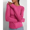 imageBTFBM Womens Casual Long Sleeve Tops Spring Fall 2025 Crew Neck Workout Shirt Stretchy Slim Fit Basic Y2K Going Out TopRose Red