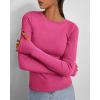 imageBTFBM Womens Casual Long Sleeve Tops Spring Fall 2025 Crew Neck Workout Shirt Stretchy Slim Fit Basic Y2K Going Out TopRose Red