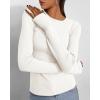 imageBTFBM Womens Casual Long Sleeve Tops Spring Fall 2025 Crew Neck Workout Shirt Stretchy Slim Fit Basic Y2K Going Out TopWhite