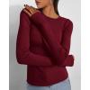 imageBTFBM Womens Casual Long Sleeve Tops Spring Fall 2025 Crew Neck Workout Shirt Stretchy Slim Fit Basic Y2K Going Out TopWine Red