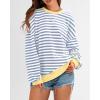imageBTFBM Womens Striped Pullover Tops Fall Clothes 2025 Long Sleeve Shirts Trendy Soft Crew Neck Loose Y2K SweatshirtsBlue Beige White