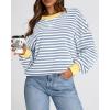 imageBTFBM Womens Striped Pullover Tops Fall Clothes 2025 Long Sleeve Shirts Trendy Soft Crew Neck Loose Y2K SweatshirtsBlue Beige White