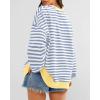 imageBTFBM Womens Striped Pullover Tops Fall Clothes 2025 Long Sleeve Shirts Trendy Soft Crew Neck Loose Y2K SweatshirtsBlue Beige White