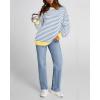 imageBTFBM Womens Striped Pullover Tops Fall Clothes 2025 Long Sleeve Shirts Trendy Soft Crew Neck Loose Y2K SweatshirtsBlue Beige White
