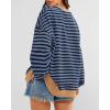 imageBTFBM Womens Striped Pullover Tops Fall Clothes 2025 Long Sleeve Shirts Trendy Soft Crew Neck Loose Y2K SweatshirtsBlue Navy