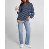 imageBTFBM Womens Striped Pullover Tops Fall Clothes 2025 Long Sleeve Shirts Trendy Soft Crew Neck Loose Y2K SweatshirtsBlue Navy
