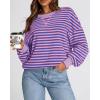 imageBTFBM Womens Striped Pullover Tops Fall Clothes 2025 Long Sleeve Shirts Trendy Soft Crew Neck Loose Y2K SweatshirtsBlue Pink