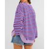 imageBTFBM Womens Striped Pullover Tops Fall Clothes 2025 Long Sleeve Shirts Trendy Soft Crew Neck Loose Y2K SweatshirtsBlue Pink