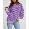 imageBTFBM Womens Striped Pullover Tops Fall Clothes 2025 Long Sleeve Shirts Trendy Soft Crew Neck Loose Y2K SweatshirtsBlue Pink