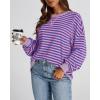 imageBTFBM Womens Striped Pullover Tops Fall Clothes 2025 Long Sleeve Shirts Trendy Soft Crew Neck Loose Y2K SweatshirtsBlue Pink
