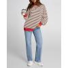 imageBTFBM Womens Striped Pullover Tops Fall Clothes 2025 Long Sleeve Shirts Trendy Soft Crew Neck Loose Y2K SweatshirtsBrown White