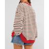 imageBTFBM Womens Striped Pullover Tops Fall Clothes 2025 Long Sleeve Shirts Trendy Soft Crew Neck Loose Y2K SweatshirtsBrown White