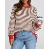 imageBTFBM Womens Striped Pullover Tops Fall Clothes 2025 Long Sleeve Shirts Trendy Soft Crew Neck Loose Y2K SweatshirtsBrown White