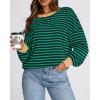 imageBTFBM Womens Striped Pullover Tops Fall Clothes 2025 Long Sleeve Shirts Trendy Soft Crew Neck Loose Y2K SweatshirtsGreen Navy