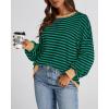 imageBTFBM Womens Striped Pullover Tops Fall Clothes 2025 Long Sleeve Shirts Trendy Soft Crew Neck Loose Y2K SweatshirtsGreen Navy