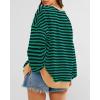 imageBTFBM Womens Striped Pullover Tops Fall Clothes 2025 Long Sleeve Shirts Trendy Soft Crew Neck Loose Y2K SweatshirtsGreen Navy