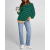 imageBTFBM Womens Striped Pullover Tops Fall Clothes 2025 Long Sleeve Shirts Trendy Soft Crew Neck Loose Y2K SweatshirtsGreen Navy