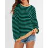 imageBTFBM Womens Striped Pullover Tops Fall Clothes 2025 Long Sleeve Shirts Trendy Soft Crew Neck Loose Y2K SweatshirtsGreen Navy