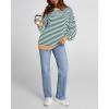imageBTFBM Womens Striped Pullover Tops Fall Clothes 2025 Long Sleeve Shirts Trendy Soft Crew Neck Loose Y2K SweatshirtsGreen White