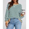imageBTFBM Womens Striped Pullover Tops Fall Clothes 2025 Long Sleeve Shirts Trendy Soft Crew Neck Loose Y2K SweatshirtsGreen White
