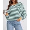 imageBTFBM Womens Striped Pullover Tops Fall Clothes 2025 Long Sleeve Shirts Trendy Soft Crew Neck Loose Y2K SweatshirtsGreen White