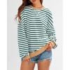 imageBTFBM Womens Striped Pullover Tops Fall Clothes 2025 Long Sleeve Shirts Trendy Soft Crew Neck Loose Y2K SweatshirtsGreen White