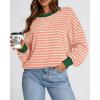 imageBTFBM Womens Striped Pullover Tops Fall Clothes 2025 Long Sleeve Shirts Trendy Soft Crew Neck Loose Y2K SweatshirtsLight Orange Apricot
