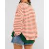 imageBTFBM Womens Striped Pullover Tops Fall Clothes 2025 Long Sleeve Shirts Trendy Soft Crew Neck Loose Y2K SweatshirtsLight Orange Apricot