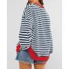 imageBTFBM Womens Striped Pullover Tops Fall Clothes 2025 Long Sleeve Shirts Trendy Soft Crew Neck Loose Y2K SweatshirtsNavy White