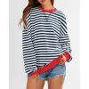 imageBTFBM Womens Striped Pullover Tops Fall Clothes 2025 Long Sleeve Shirts Trendy Soft Crew Neck Loose Y2K SweatshirtsNavy White