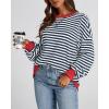 imageBTFBM Womens Striped Pullover Tops Fall Clothes 2025 Long Sleeve Shirts Trendy Soft Crew Neck Loose Y2K SweatshirtsNavy White