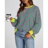 imageBTFBM Womens Striped Pullover Tops Fall Clothes 2025 Long Sleeve Shirts Trendy Soft Crew Neck Loose Y2K SweatshirtsPink Green