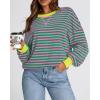imageBTFBM Womens Striped Pullover Tops Fall Clothes 2025 Long Sleeve Shirts Trendy Soft Crew Neck Loose Y2K SweatshirtsPink Green