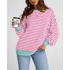 imageBTFBM Womens Striped Pullover Tops Fall Clothes 2025 Long Sleeve Shirts Trendy Soft Crew Neck Loose Y2K SweatshirtsPink White