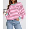 imageBTFBM Womens Striped Pullover Tops Fall Clothes 2025 Long Sleeve Shirts Trendy Soft Crew Neck Loose Y2K SweatshirtsPink White