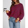 imageBTFBM Womens Striped Pullover Tops Fall Clothes 2025 Long Sleeve Shirts Trendy Soft Crew Neck Loose Y2K SweatshirtsRed Navy