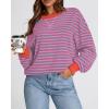 imageBTFBM Womens Striped Pullover Tops Fall Clothes 2025 Long Sleeve Shirts Trendy Soft Crew Neck Loose Y2K SweatshirtsRose Red Grey Blue