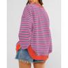 imageBTFBM Womens Striped Pullover Tops Fall Clothes 2025 Long Sleeve Shirts Trendy Soft Crew Neck Loose Y2K SweatshirtsRose Red Grey Blue