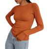imageBTFBM Womens Casual Long Sleeve Tops Spring Fall 2025 Crew Neck Workout Shirt Stretchy Slim Fit Basic Y2K Going Out TopBrick Red